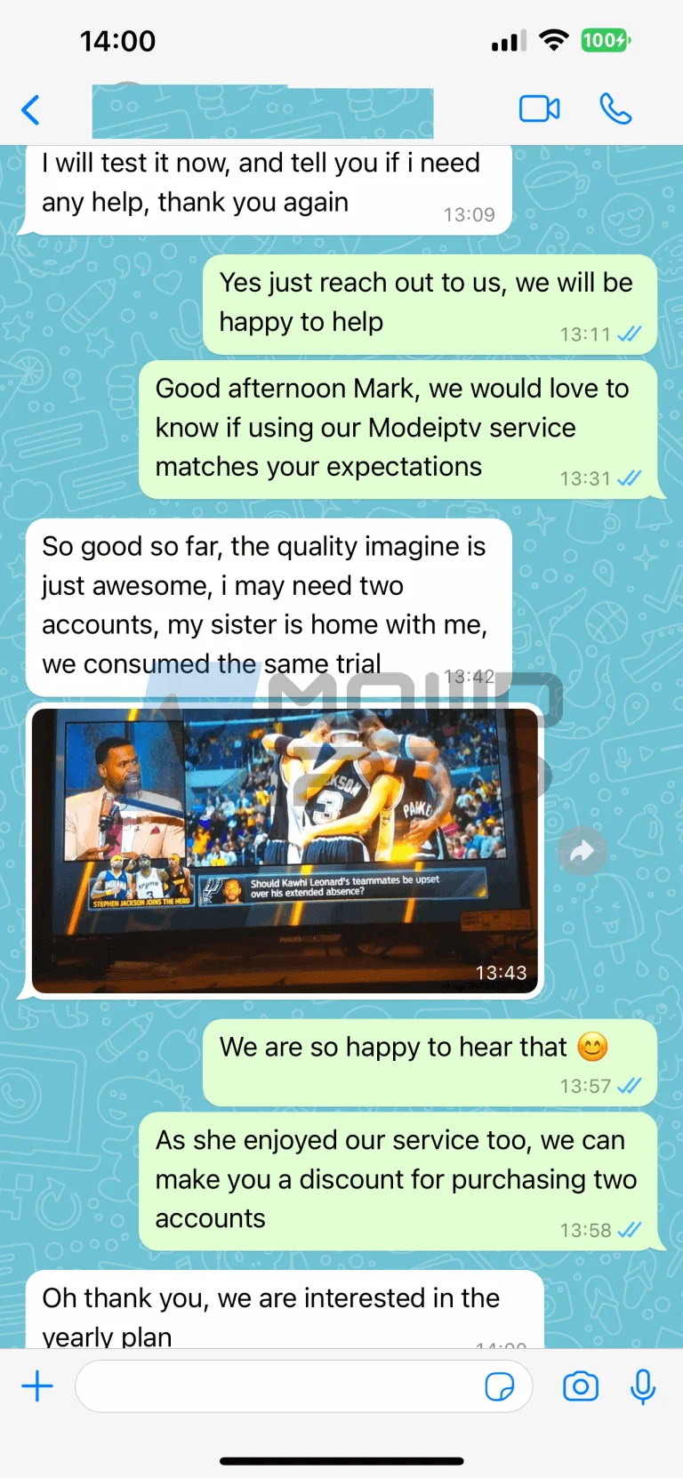 IPTV Ireland verified WhatsApp reviews from real customers sharing their experience with IPTV Subscription and streaming quality
